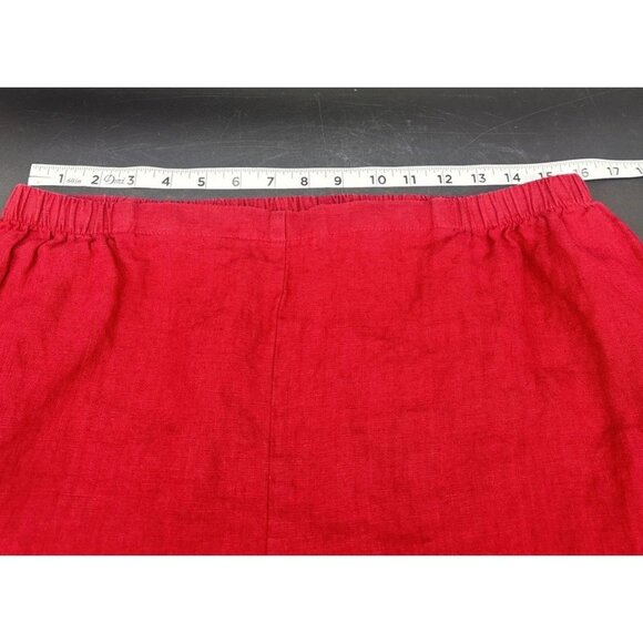 FLAX Women’s Red Linen Lagenlook Elastic Waist High Rise Pull On Pants Sz L - Picture 8 of 11
